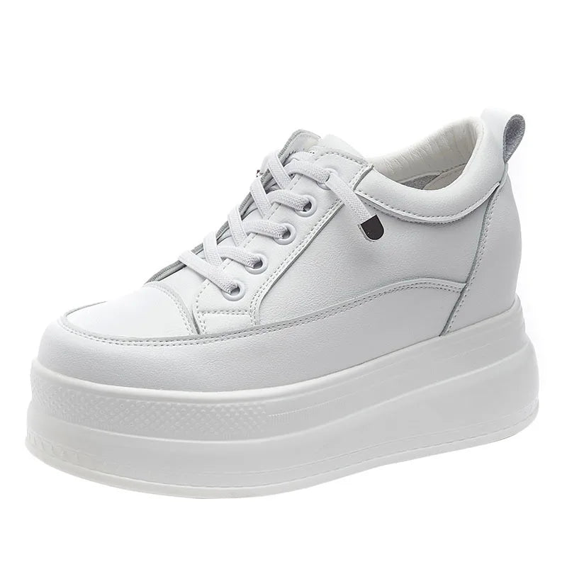 Fujin 6cm trend full cow Genuine Leather Women Casual Platform Wedge Female Fashion Chunky Sneakers Spring Summer Autumn Shoes