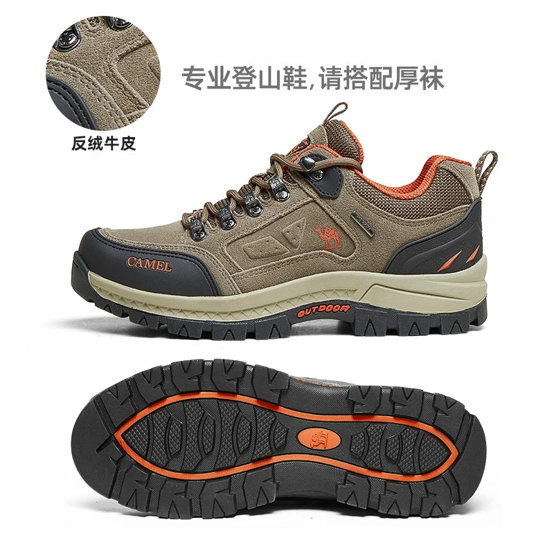 GOLDEN CAMEL Outdoors Hiking Shoes Women Anti-Slip Breathable Trekking Shoes for Men Climbing Leather