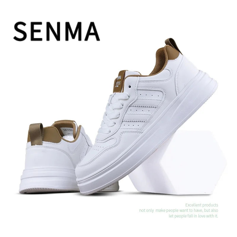 SENMA Men's Trendy Shoes Men's Shoes Breathable Thick Soled Leather Small White Shoes Fashion Board Shoes Couple Casual Shoes