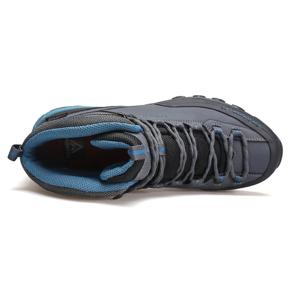 HUMTTO Waterproof Hiking Shoes Luxury Designer Outdoor Trekking Boots for Men Climbing Sneakers Leather Safety Mens Ankle Boots