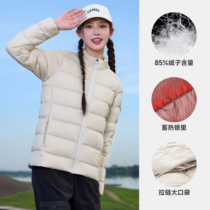 GOLDEN CAMEL Down Jackets Men and Women Winter Coats Lightweight Trendy Fleece Hiking Jackets for Men 2024 Winter New Clothing