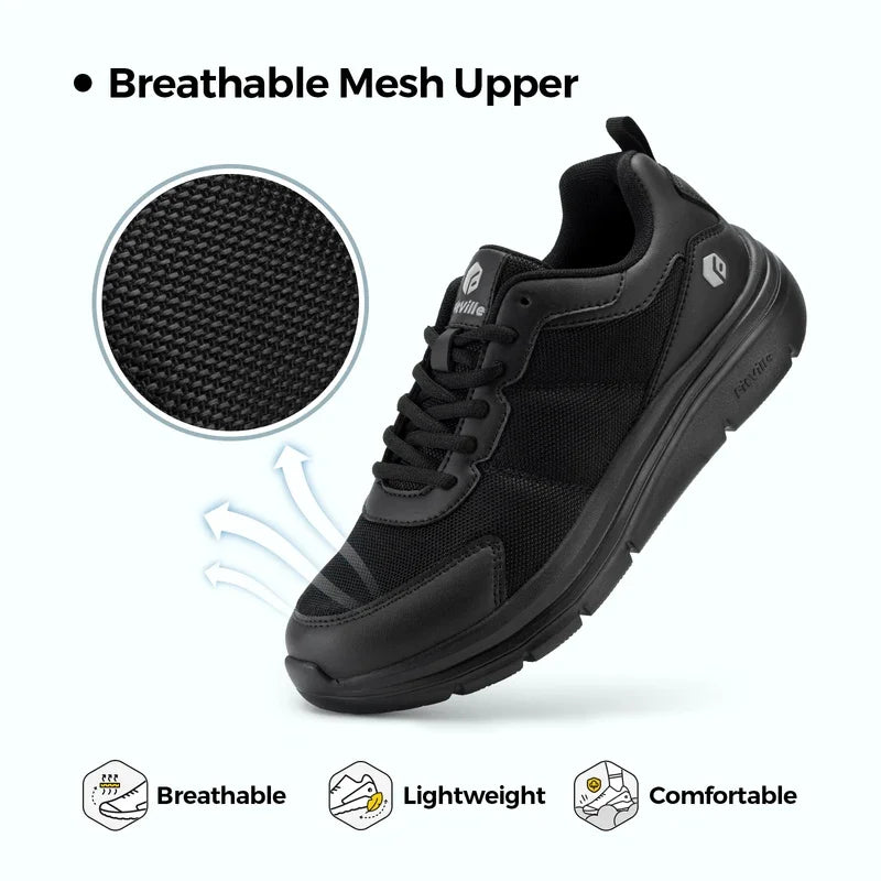 FitVille Wide Width Men's Walking Shoes Cushioning Lightweight Breathable Sneakers Shoes for Plantar Fasciitis Pain Relief