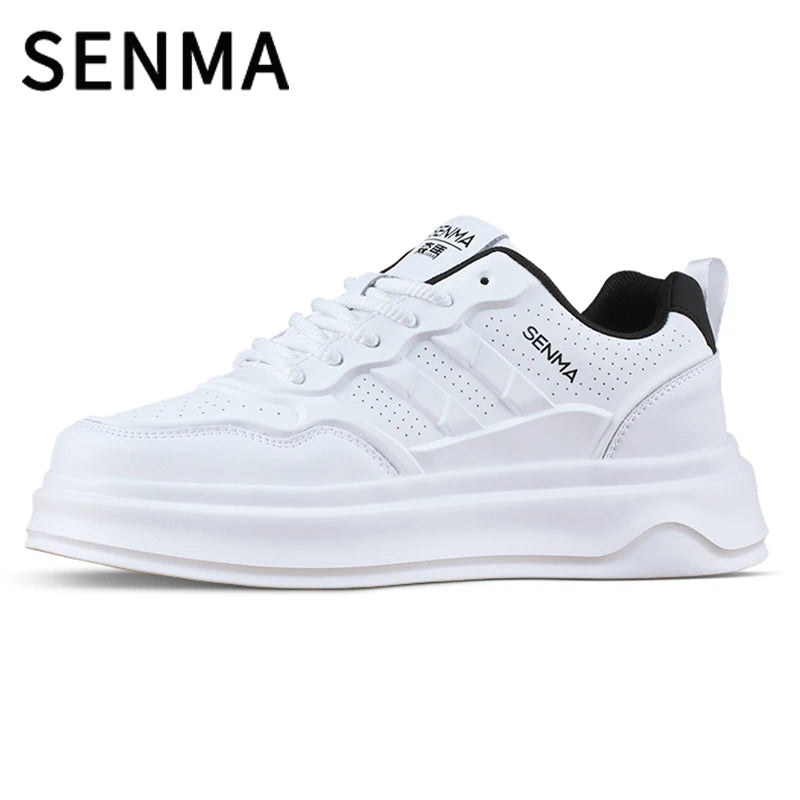 SENMA Men's Shoes 2025 Breathable Sports and Leisure Board Shoes Men's Sneakers Leather Soft Bottom White Tennis / Walking Shoes