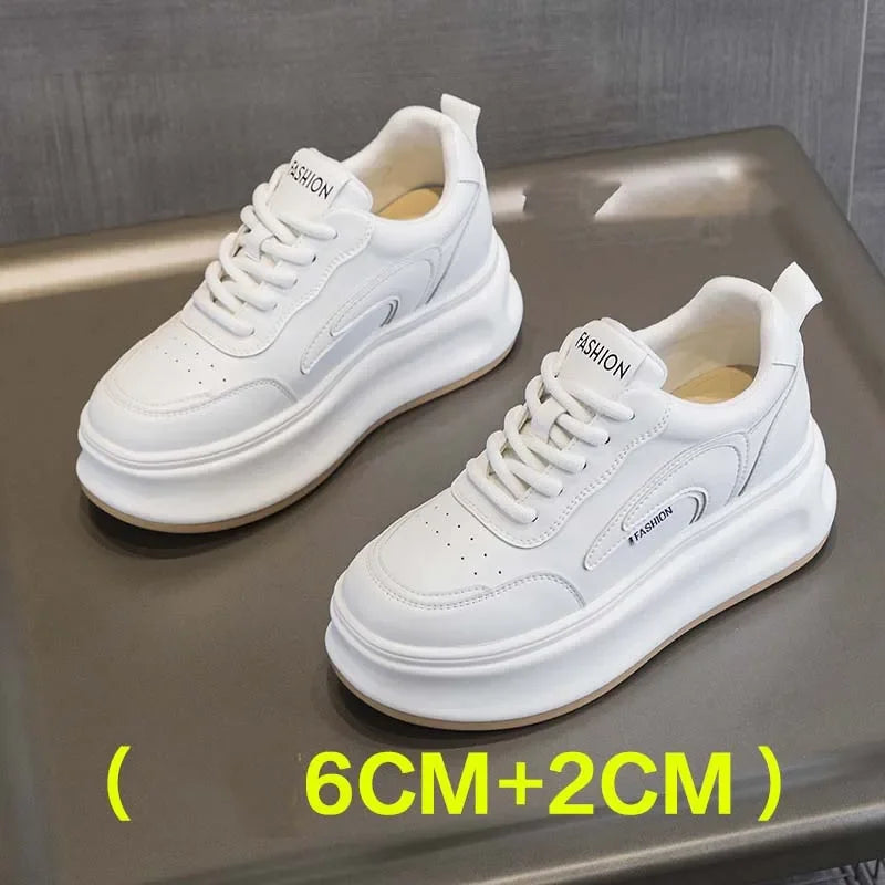 Fujin 8cm New Platform Wedge Sneakers Air Mesh Summer Sandals Shoes Women Shoes Spring Autumn Genuine Leather Vulcanize Footwear