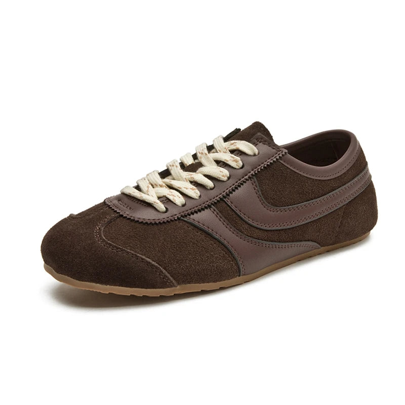 German Training Shoes Women 2025 New Genuine Leather Women Sneakers Flat Lace-up Retro Large Size Forrest Gump Shoes Women