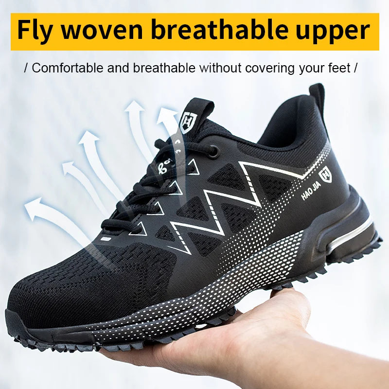 Chaussures de sécurité légères pour hommes, baskets à embout en acier, anti-coups de couteau et anti-écrasement, bottes de sécurité pour le travail, chaussures de travail tendance pour hommes, chaussures de protection