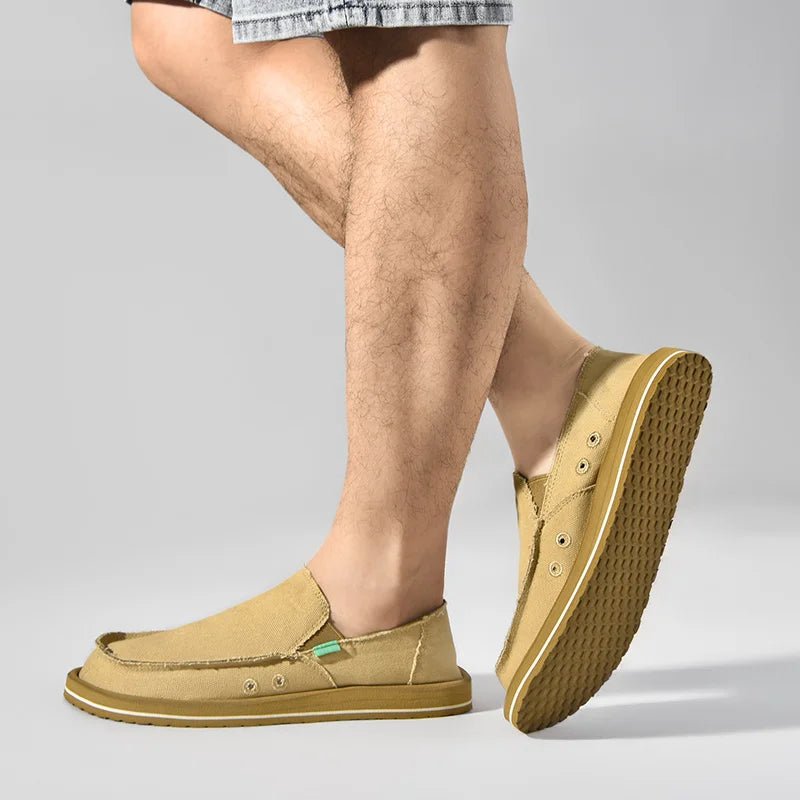 Chaussures décontractées en toile faites à la main pour hommes, baskets tendance, mocassins respirants, chaussures basses plates, conduite souple, nouvelle collection printemps 2025