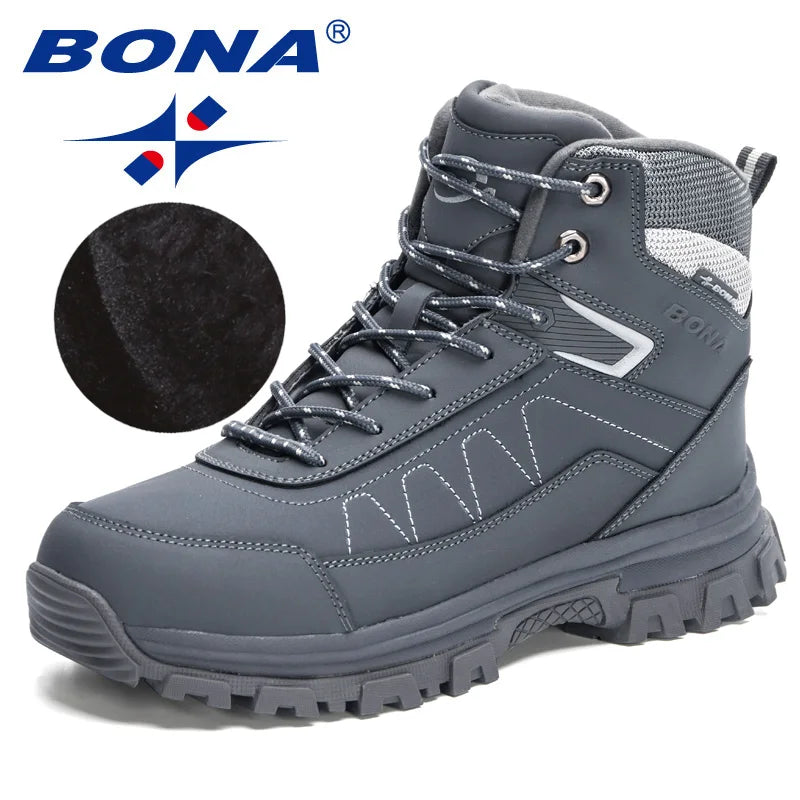 BONA  New Arrival Outdoor Hiking Boots Men Winter Shoes Walking Climbing Shoes Man Mountain Sport Boots Masculino Trendy fre