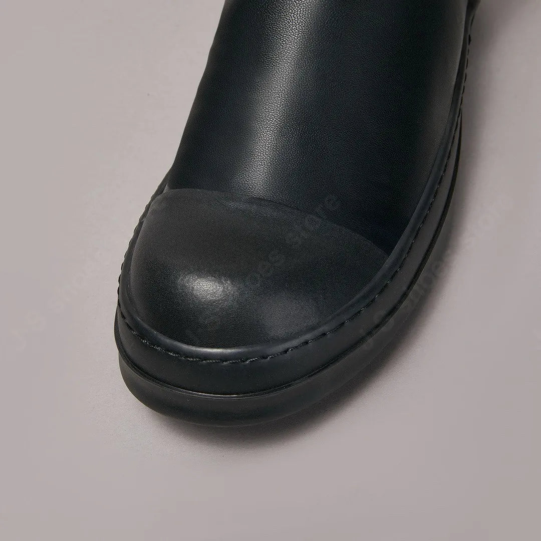 Brand Sneaker Ro Women Boot Stretch Boots Men Rubber Sole Shoe Black Leather Under-Knee Riding Ankle Boot Cowhide Casual Shoes