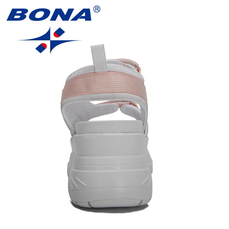 BONA 2023 New Designers Platform Summer Sandals Women High Quality Buckle Wedges Shoes Woman Sport Sandals Open Toe Comfortable