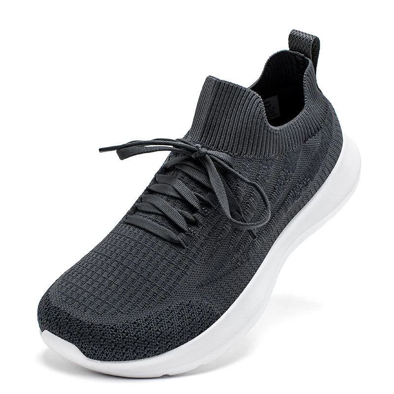 HOBIBEAR Unisex Running Sneakers Wide Toe Mesh Breathable Walking Shoes Non Slip Lace-Up Hiking Sneakers