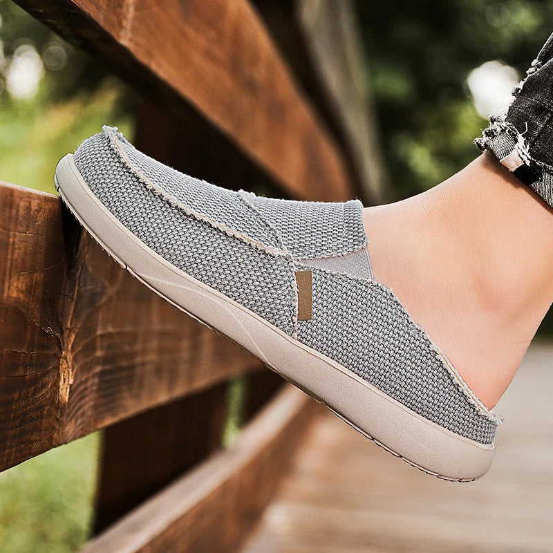 Chaussures décontractées confortables et légères pour hommes, nouvelle collection printemps-été, en toile, à enfiler, de marque, à la mode, mocassins plats