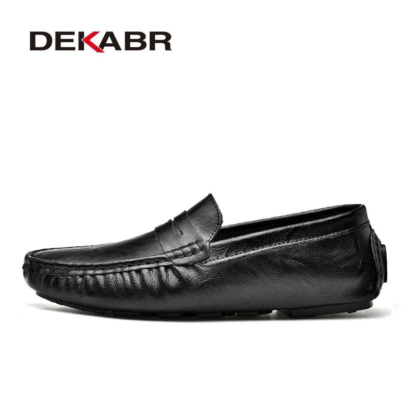 DEKABR Leather Men Shoes Casual Men Fashion Breathable Driving Shoes Designer Men's Loafers Handmade Moccasins Plus Size 38-47