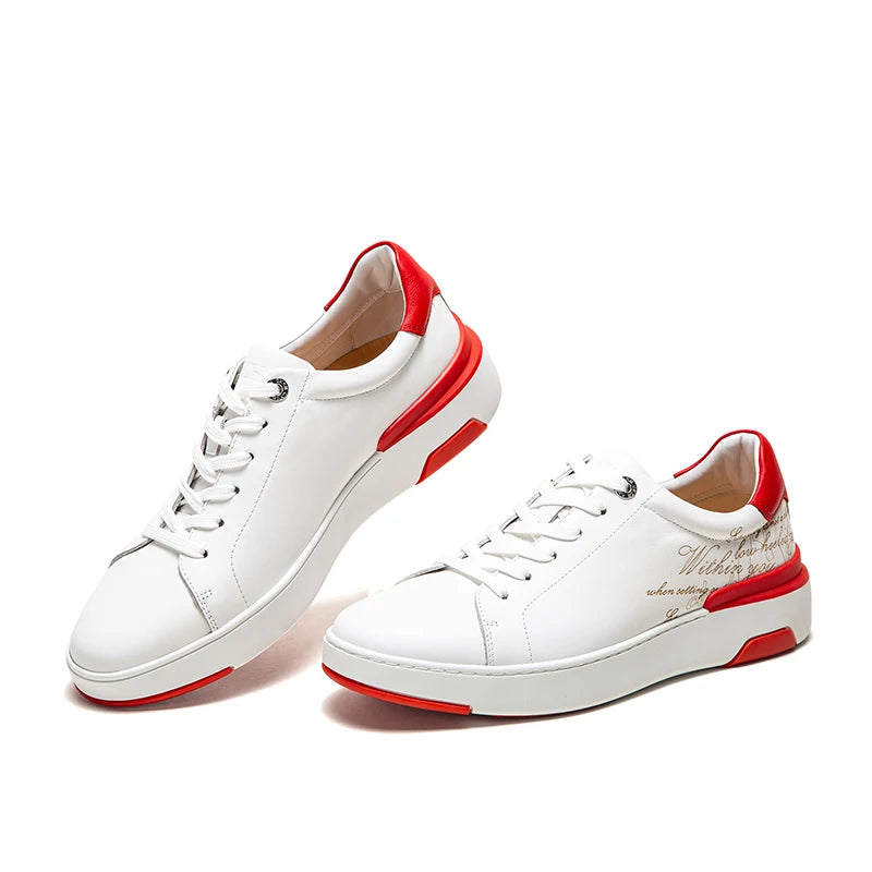 Casual shoes Men's Business Leather Shoes 2024 New White Red Bottom Simple Lace up Shoes Gift Box