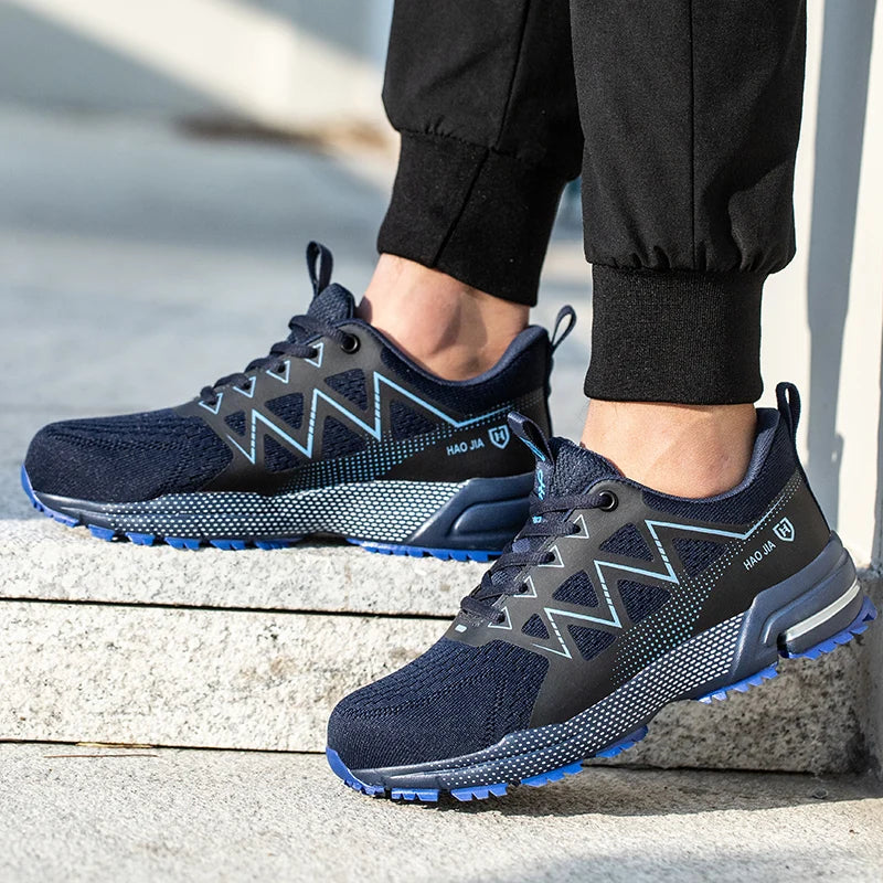 Chaussures de sécurité légères pour hommes, baskets à embout en acier, anti-coups de couteau et anti-écrasement, bottes de sécurité pour le travail, chaussures de travail tendance pour hommes, chaussures de protection