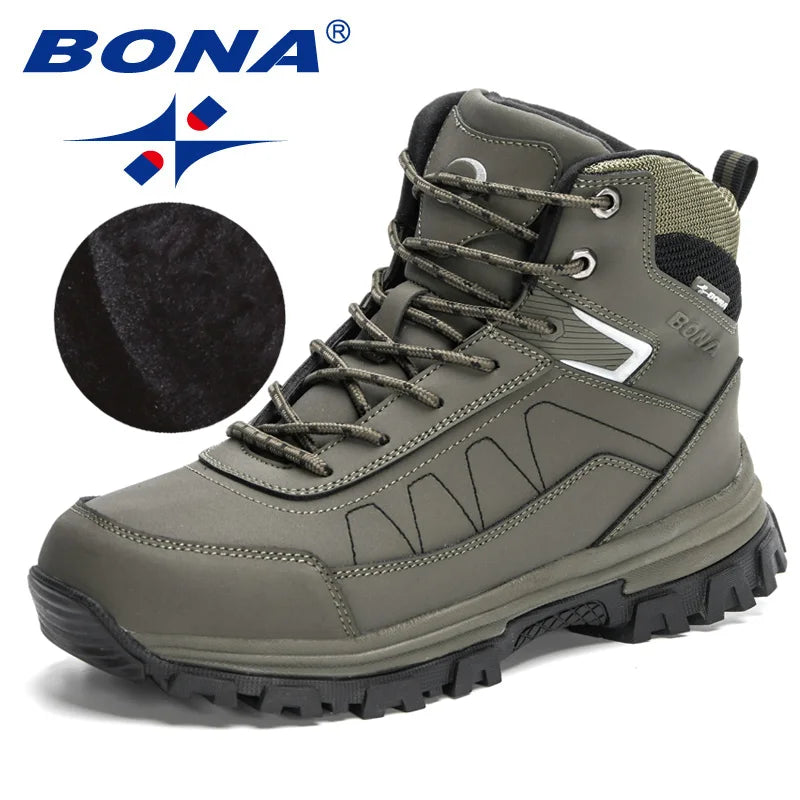 BONA  New Arrival Outdoor Hiking Boots Men Winter Shoes Walking Climbing Shoes Man Mountain Sport Boots Masculino Trendy fre