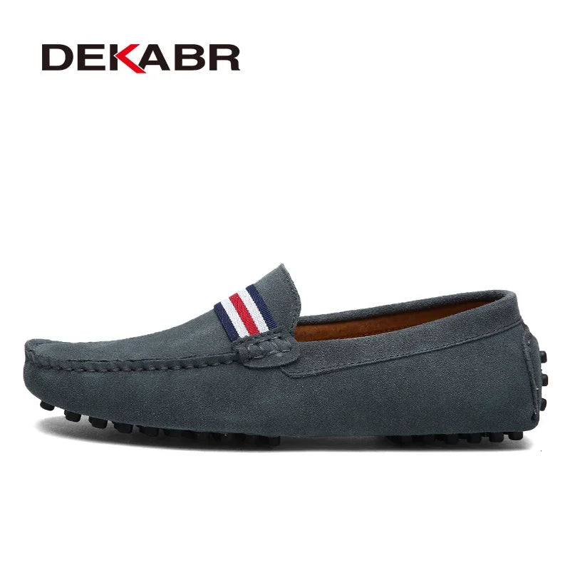 DEKABR Loafers Men New Design Suede Loafers Genuine Leather Slip on Moccasins Men Comfy Red Moccasin Driving Loafers for Men