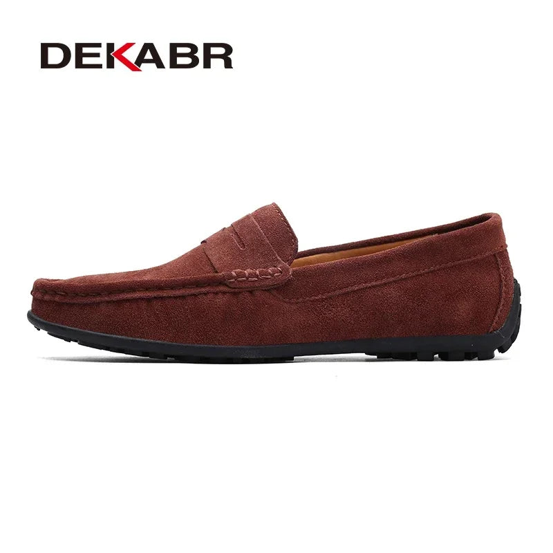DEKABR Brand Fashion Summer Style Soft Loafers Genuine Leather High Quality Flat Casual Shoes Breathable Men Flats Driving Shoes