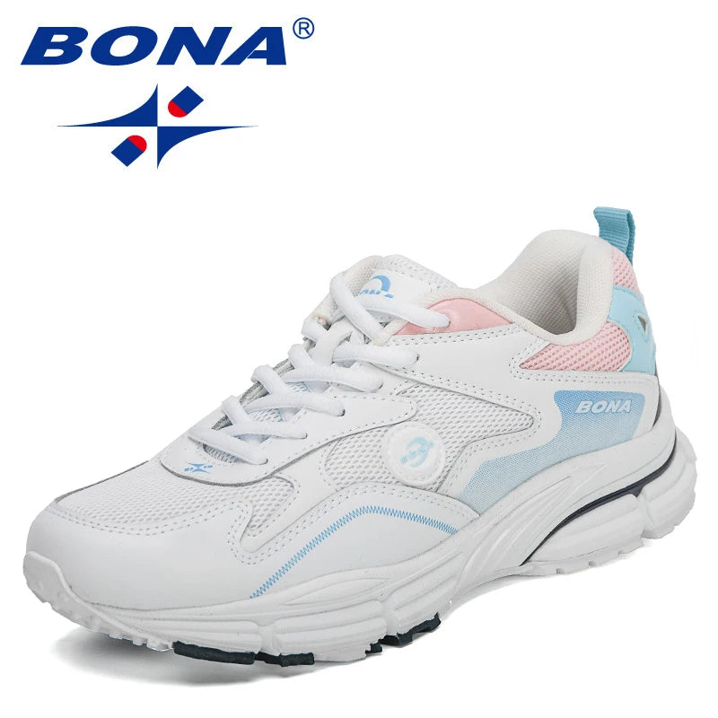 BONA  New Designers Running Shoes Lightweight Breathable Sneakers Women Jogging Walking Athletic Training Footwear Feminimo