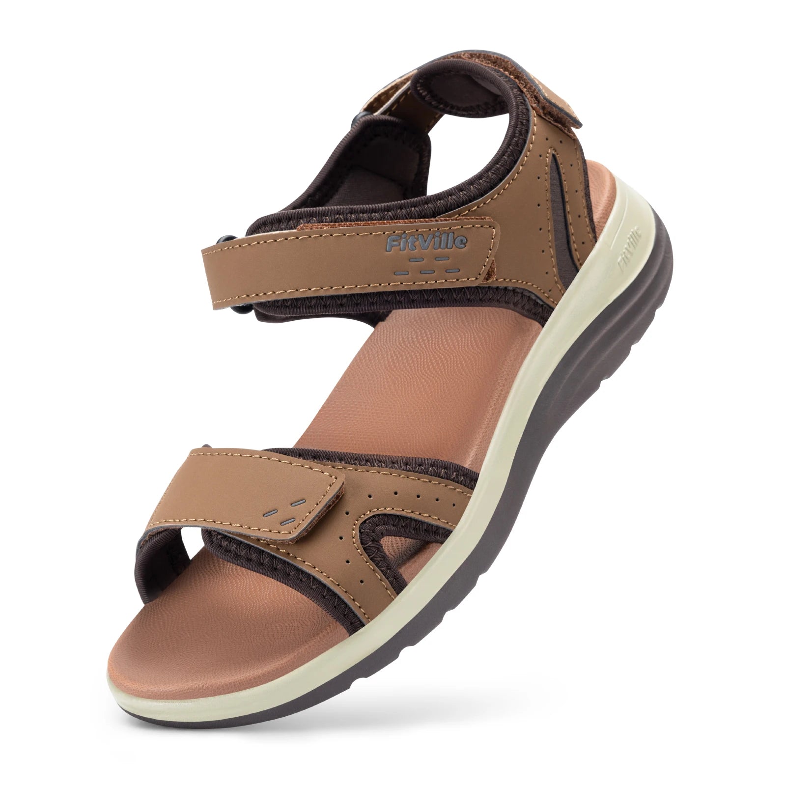 FitVille Women's Sandals  Adjustable Ankle Strap for Swollen and Flat Feet Wide Arch Support Open Toe Orthopedic sandals