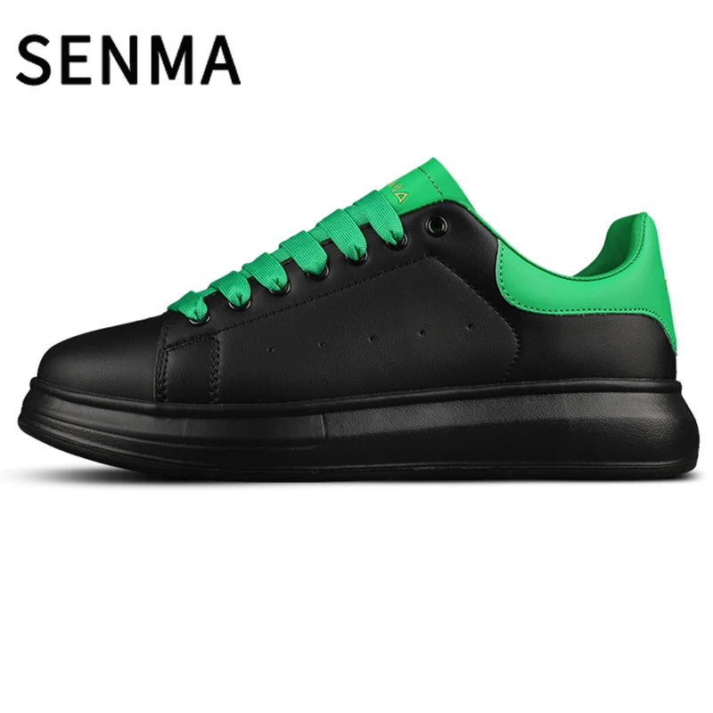 Senma Men's Shoes Couple Sports Casual White Board Shoes Men's Leather Soft Sole Height Increasing Versatile White Trendy Shoes