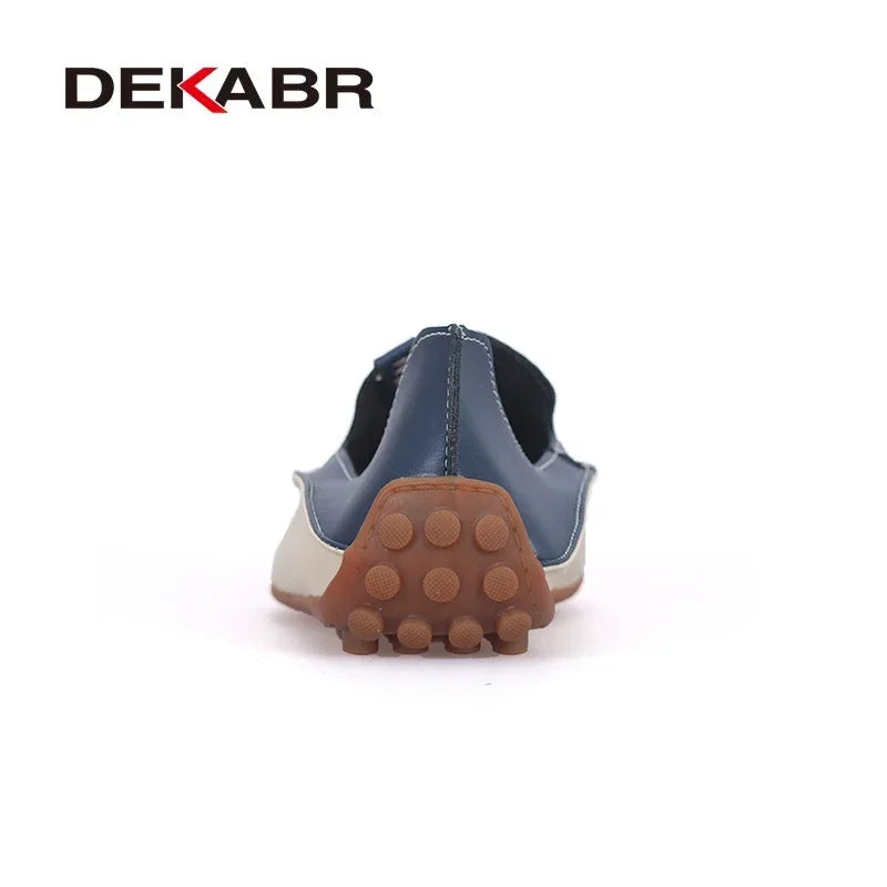 DEKABR Men Casual Flats Fashion Genuine Leather Soft Moccasins Brand Loafers High Quality Breathable Men Shoes Plus Size 36-47