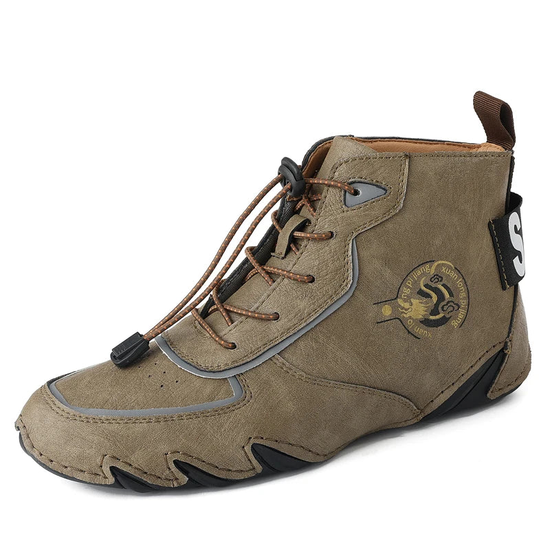 STRONGSHEN Men Leather Ankle Boots Winter Warm Plush Snow Boots Men Outdoor Sneakers Male Waterproof Non-slip Moccasins Boots
