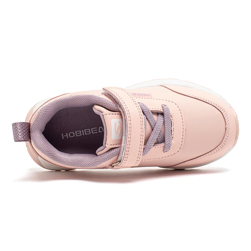 HOBIBEAR Kids Running Shoes Boys Girls Non Slip Casual Sneaker Hook Loop Artificial Leather Walking Shoes