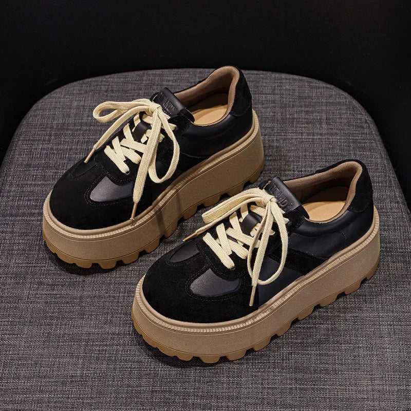 Fujin 8.5cm Women Luxury Microfiber Genuine Leather Platform Wedge Pumps Comfy Ankle Booties Spring Autumn Ankle Boots Shoes