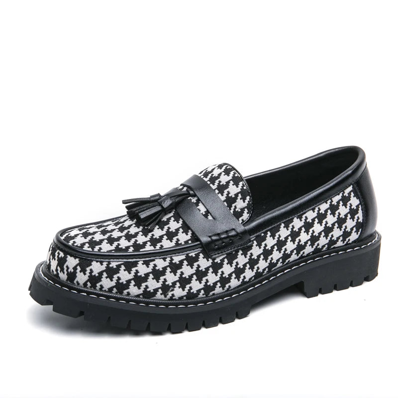 STRONGSHEN Men Tassel Leather Shoes Business Loafers Slip-On High Quality Classic Dress Shoes Men Loafers Solid Driving Mocassin