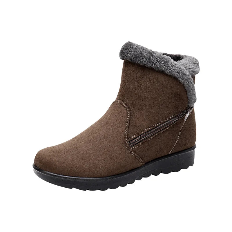 WOIZGIC Femmes Femmes Dames Vieille Mère Chaussures De Neige Bottes Plateforme Tissu De Laine Fermeture Éclair Hiver Peluche Chaud bout rond