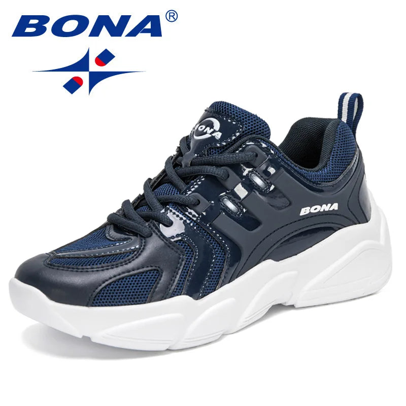 BONA 2023 New Designers Trendy Sneakers Platform Luxury Heightening Comfortable Casual Shoes Woman Breathable Walking Shoes Lady