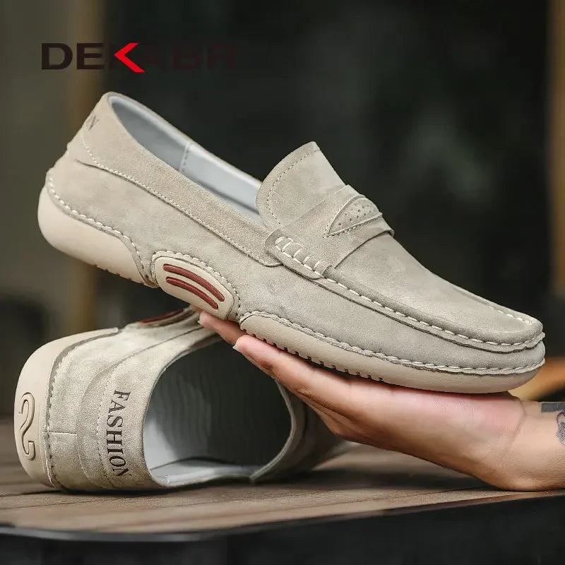 DEKABR Summer Men Casual Shoes Luxury Brand Genuine Leather Men Loafers Moccasins Breathable Slip on Italian Style Driving Shoes
