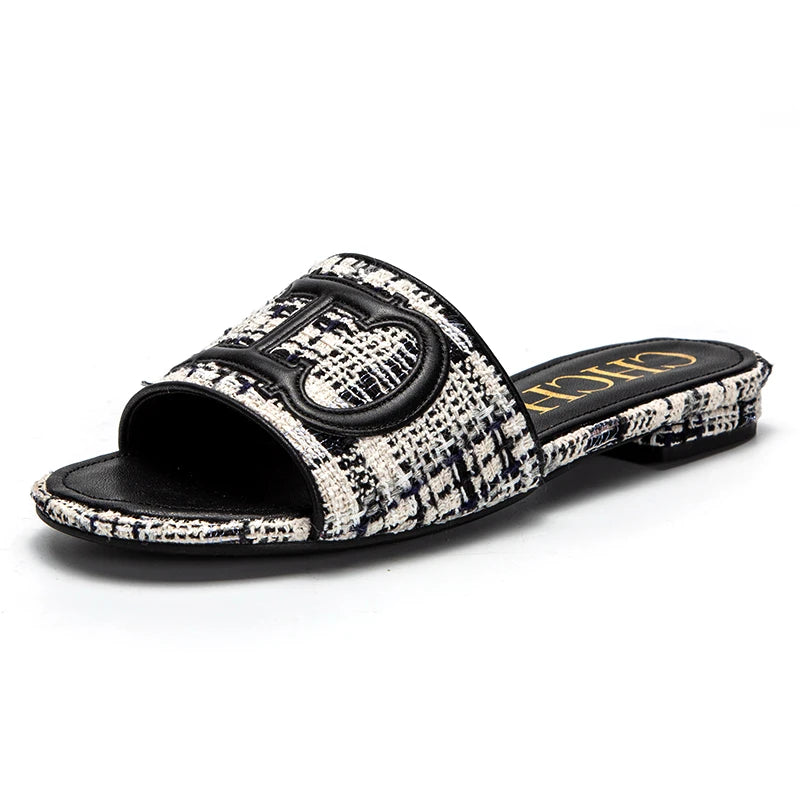Women's Slippers yellow New Fabric Fashion Flat Sandals Business Banquet Women's Shoes
