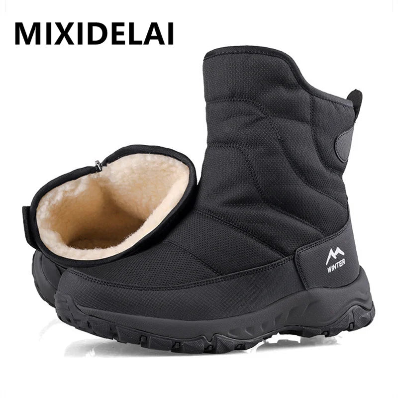 Bottes de marque pour hommes, bottes de neige imperméables d'hiver unisexes montantes, garde au chaud, bottines d'extérieur en coton, baskets décontractées