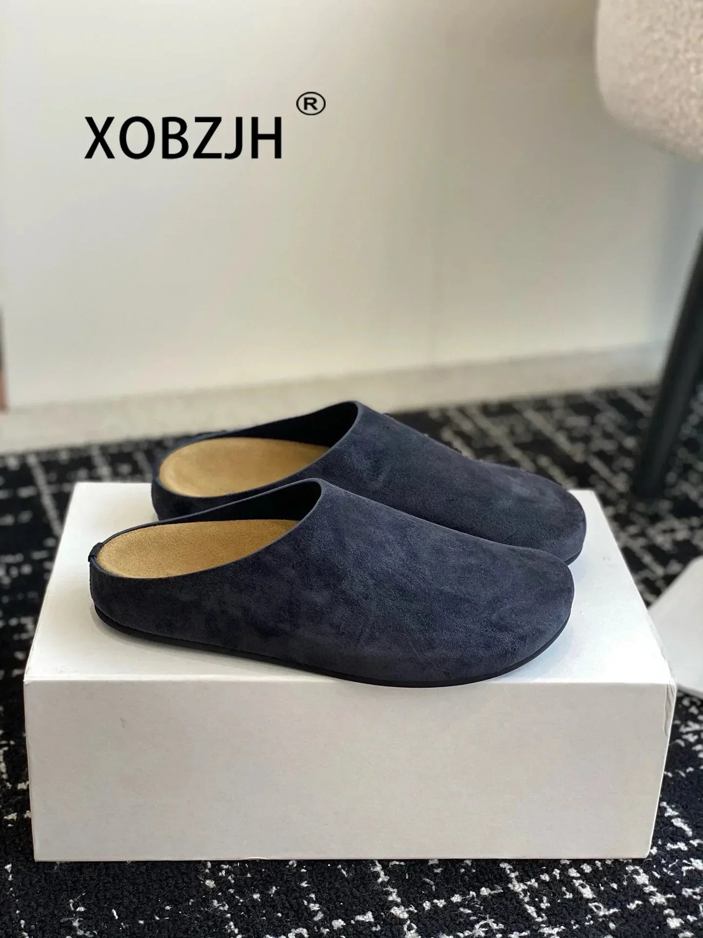2024 Flat Slippers High Quality New Women KidSuede Mules Shoes Round Toe Casual ComfortSlides Woman Thick Sole Slippers Woman