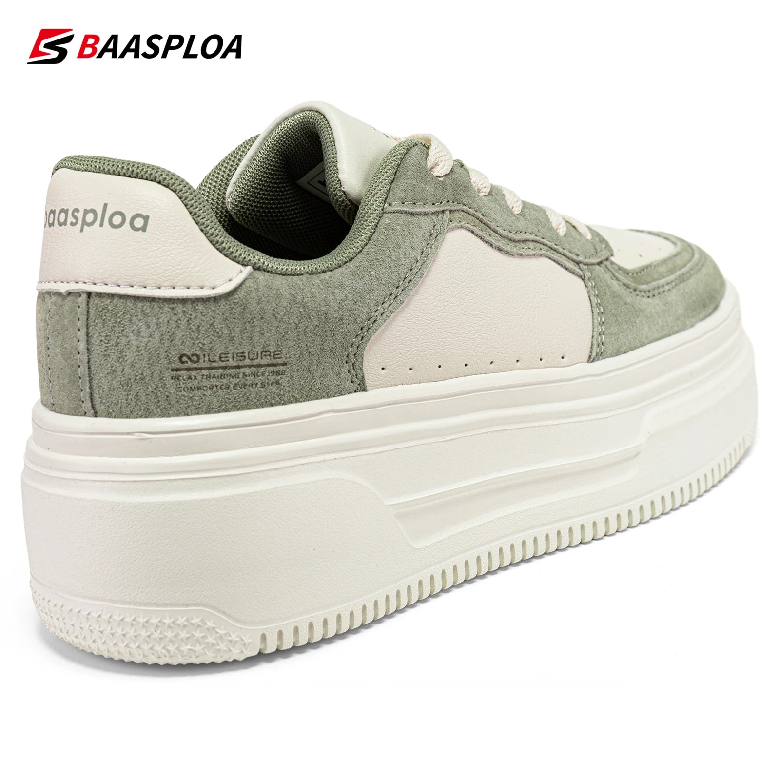 Baasploa Women Casual Walking Shoes Fashion Lightweight Leather Platform Shoes Female Outdoor Non-Slip Sneakers Free Shippi
