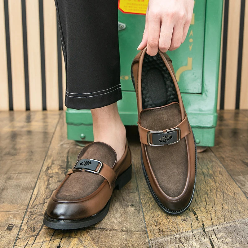 STRONGSHEN Men Leather Shoes Casual Slip-On Dress Loafers Business Shoes Wedding Party Shoes Oxfords Formal Shoes Moccasins
