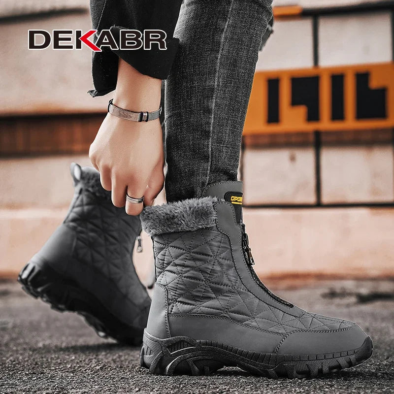 DEKABR Brand Quality Men's High-Top Snow Boots Breathable Waterproof Cloth EVA Non-Slip Keep Warm Plush Men's Ankle Boots