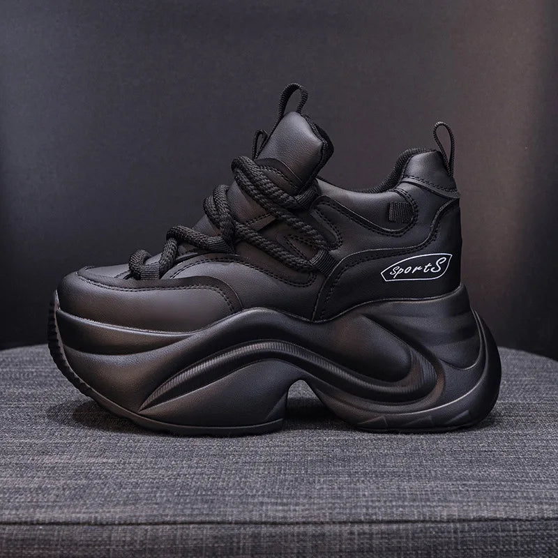 Fujin 9cm Platform Wedge Sneakers Chunky Genuine Leather Women Summer Shoes Spring Autumn Walking Sneakers Vulcanize Fashion