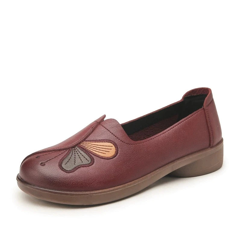 WOZIGIC Chaussures plates en microfibre pour femmes, antidérapantes, motif papillon, souples, pour printemps et automne