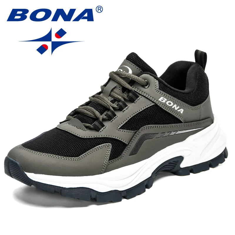 BONA new designer classic running shoes, men's sports shoes, men's walking breathable shoes
