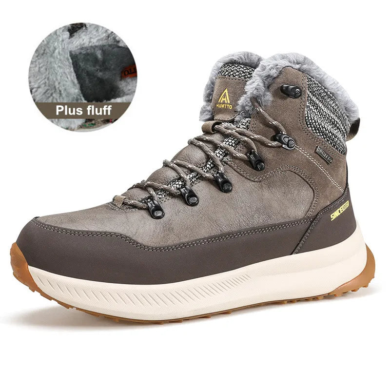 HUMTTO Bottes de neige d'hiver Chaussures de randonnée en cuir pour hommes Sports imperméables Hommes Designer de luxe en plein air Escalade Trekking Baskets
