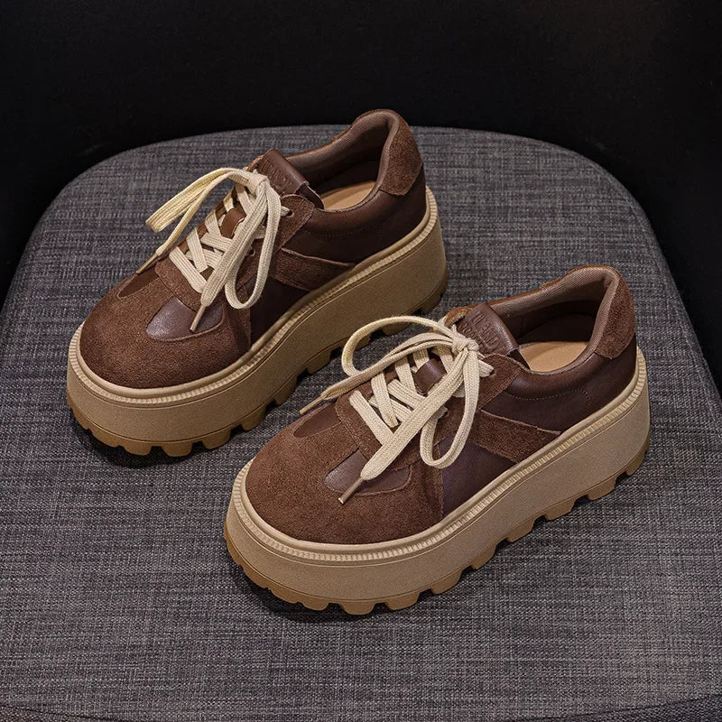 Fujin 8.5cm Women Luxury Microfiber Genuine Leather Platform Wedge Pumps Comfy Ankle Booties Spring Autumn Ankle Boots Shoes