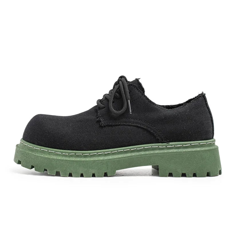 STRONGSHEN Men Platform Casual Shoes Denim Work Shoes Lace-up High Quality Derby Shoes Fashion Business Comfortable Shoes