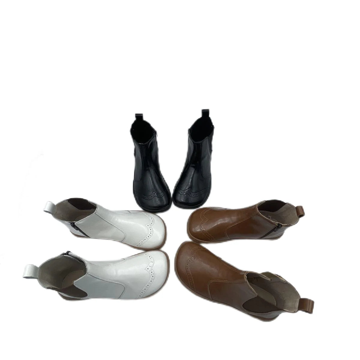 Tipsietoes Chelsea Barefoot Autumn Genuine Leather Boots With Leather Linning Inside Women Wider Toes Box Zero Soft Drop Sole