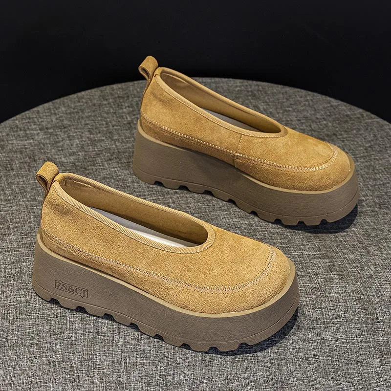 Fujin 6cm 2025 Suede Cow Genuine Leather Spring Combat Shoes Women Platform Wedge Flats Ladies Booties Autumn Ankle Booties