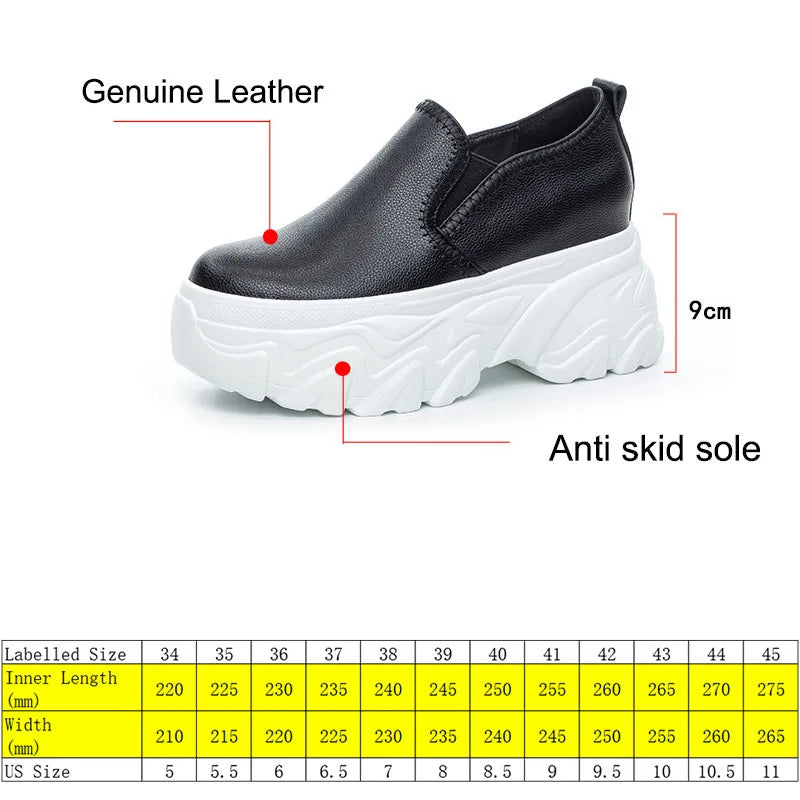 Fujin 9cm White Platform Sneakers for Women White Shoes Wedge Chunky Platform Shoes Footwear Female Slip on Slipony Shoes