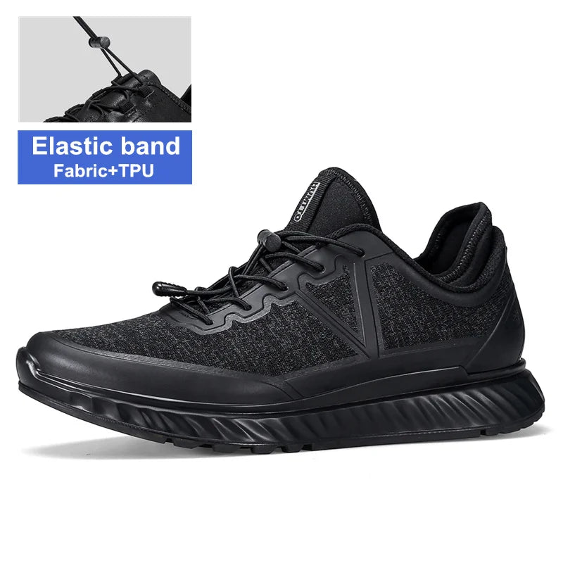 Baskets HUMTTO pour hommes, chaussures de course de luxe de créateur, chaussures de sport respirantes pour hommes, tennis en cuir noir, baskets décontractées pour hommes