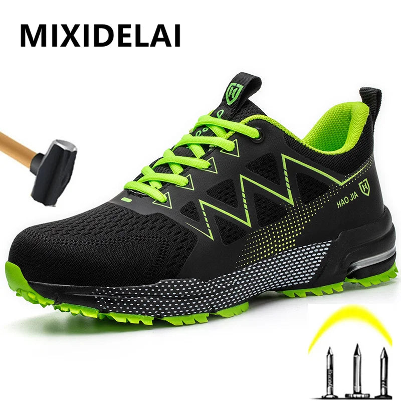 Chaussures de sécurité légères pour hommes, baskets à embout en acier, anti-coups de couteau et anti-écrasement, bottes de sécurité pour le travail, chaussures de travail tendance pour hommes, chaussures de protection